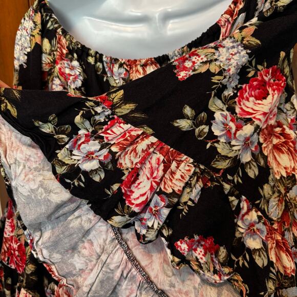 LPA Floral Ruffled‎ Sleeve Off Shoulder Thong Bodysuit Medium - Picture 6 of 8